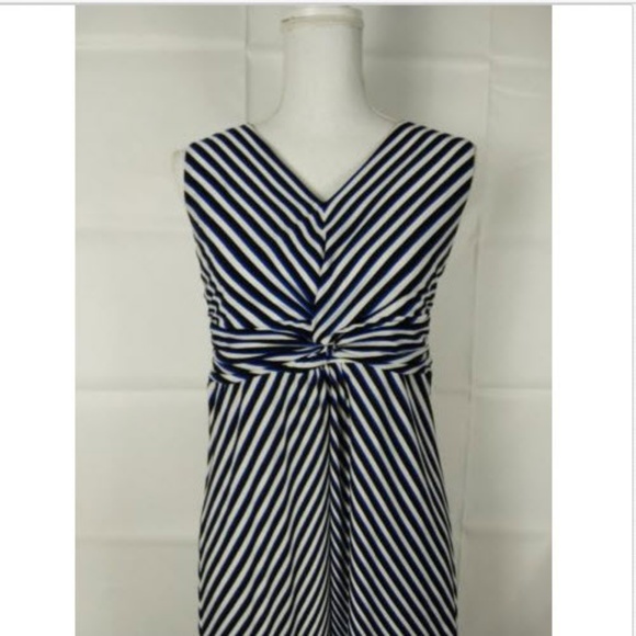 Chico's Dress Sz 0 Sleeveless Blu/Blk/Wht Ankle - Picture 2 of 5